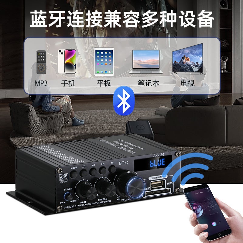Ak380 Power Amplifier Bluetooth Car Home 12V Power Amplifier E-Commerce Products - Image 5